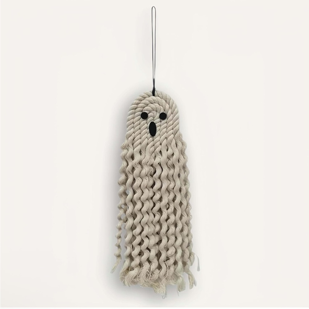 👻NEW Ghost Hanging Ornament Rope Decor 14” Cute Halloween Spooky Farmhouse Goth